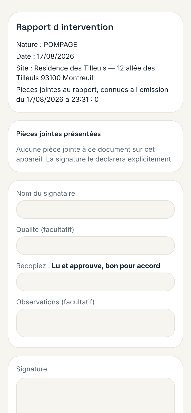 Le client signe avant qu’il ne reparte